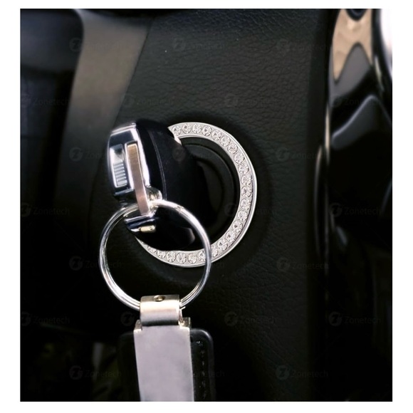 NEW Set of 2 Rhinestone Start Engine Ignition Button Ring - Picture 3 of 6